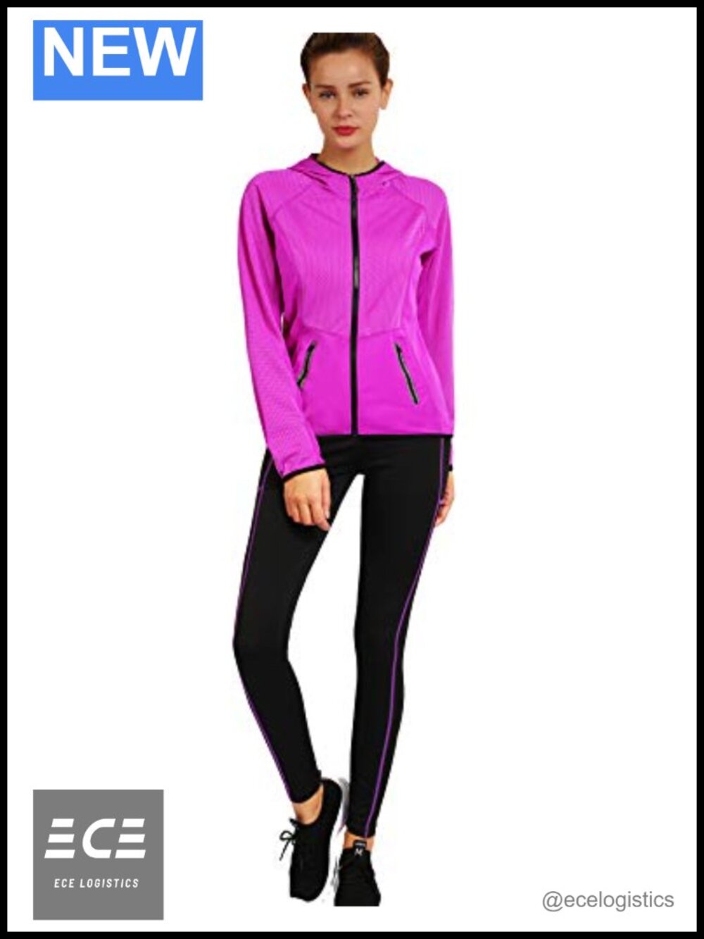 Women's 2 Piece Tracksuit Set Long Sleeve Zip Hoodie Legging Workout Gym